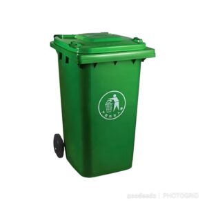 Outdoor 100L Plastic Waste Bin with 2 Wheels - Green