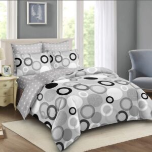 Duvet Cover Set 10pcs 5by6 with 2 Pillowcases, 2 Cushions, 2 Curtains, 1 Neckroll,1 Fitted Bedsheet,  1 Flat Bedsheet, 1 Pair of Sandles, 1 Duvet with zip