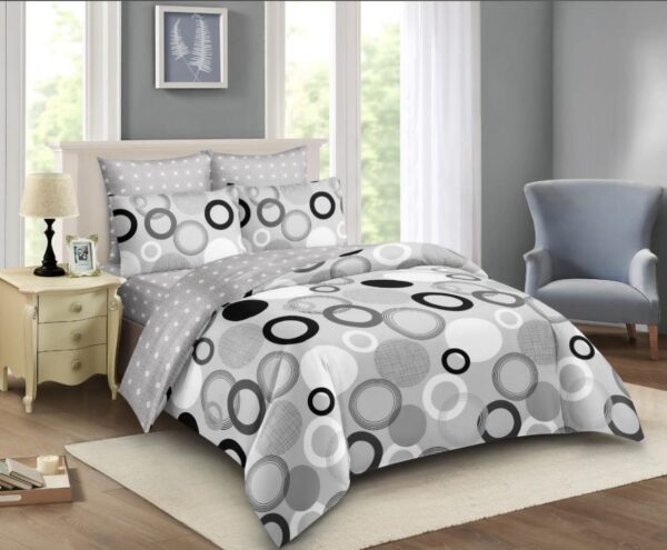 Duvet Cover Set 10pcs 5by6 with 2 Pillowcases, 2 Cushions, 2 Curtains, 1 Neckroll,1 Fitted Bedsheet,  1 Flat Bedsheet, 1 Pair of Sandles, 1 Duvet with zip