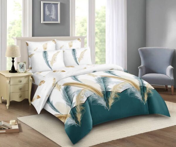 Duvet Cover Set 5by6 10pcs with 2 Pillowcases, 2 Cushions, 2 Curtains, 1 Neckroll,1 Fitted Bedsheet,  1 Flat Bedsheet, 1 Pair of Sandles, 1 Duvet with zip