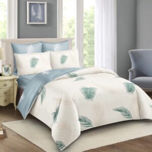 Duvet Cover Set 5by6 10pcs with 2 Pillowcases, 2 Cushions, 2 Curtains, 1 Neckroll,1 Fitted Bedsheet,  1 Flat Bedsheet, 1 Pair of Sandles, 1 Duvet with zip