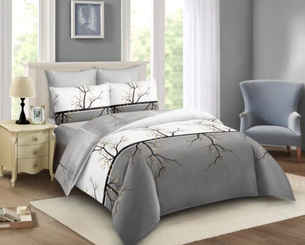 Duvet Cover Set 5by6 10pcs with 2 Pillowcases, 2 Cushions, 2 Curtains, 1 Neckroll,1 Fitted Bedsheet,  1 Flat Bedsheet, 1 Pair of Sandles, 1 Duvet with zip