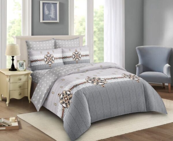 Duvet Cover Set 5by6 10pcs with 2 Pillowcases, 2 Cushions, 2 Curtains, 1 Neckroll,1 Fitted Bedsheet,  1 Flat Bedsheet, 1 Pair of Sandles, 1 Duvet with zip