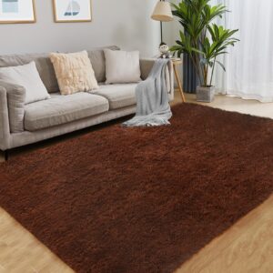 Large fluffy Center Carpet 200x250cm - Coffee Brown