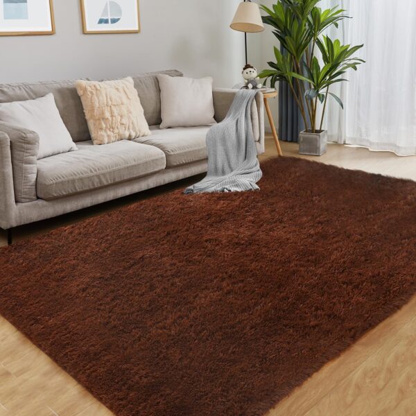 Large fluffy Center Carpet 200x250cm - Coffee Brown