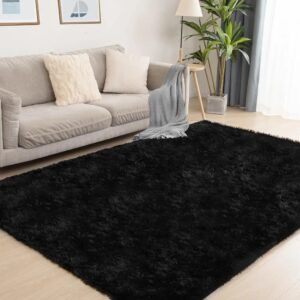 Large fluffy Center Carpet 200x250cm - Black