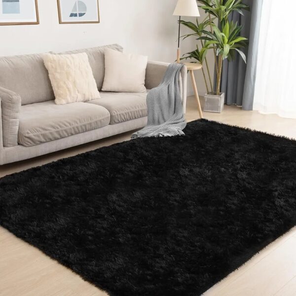Large fluffy Center Carpet 200x250cm - Black