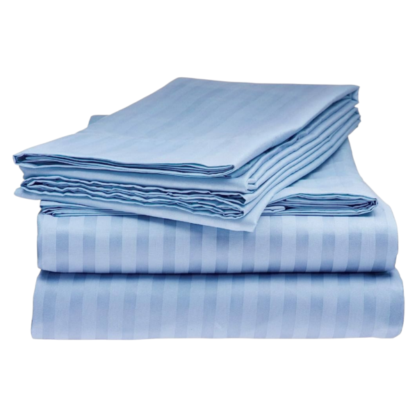 4pc Egyptian Striped Bedsheets 5by6 & 6by6 2 Pillowcases 2 Bedsheets - Light Blue
