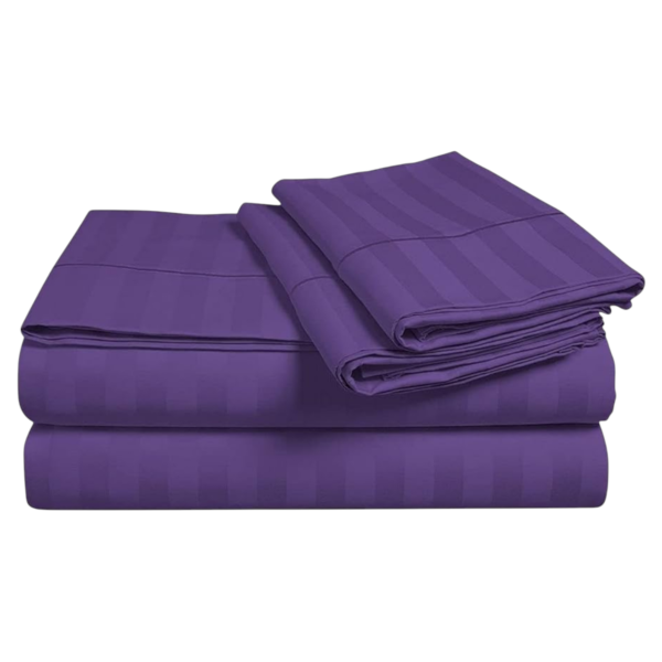 4pc Egyptian Striped Bedsheets 5by6 & 6by6 2 Pillowcases 2 Bedsheets - Purple