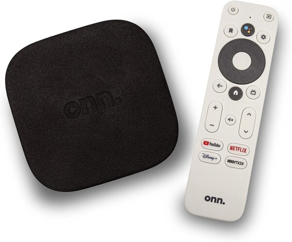 Onn Android TV 4K UHD Streaming Device Box with Remote Control
