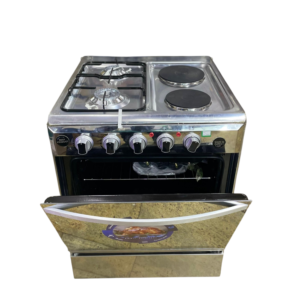 Superchef 2 Gas Burners + 2 Electric Plates Gas Cooker Oven 60x60cm, Oven uses Gas