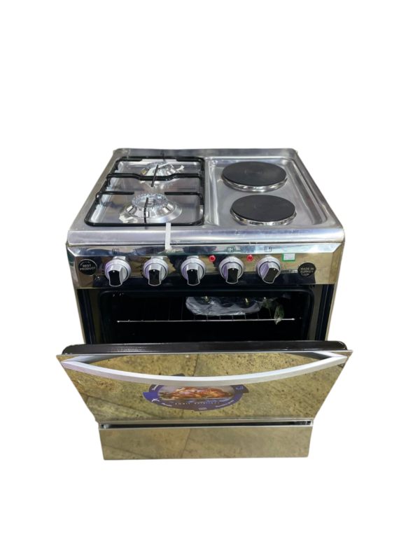 Superchef 2 Gas Burners + 2 Electric Plates Gas Cooker Oven 60x60cm, Oven uses Gas