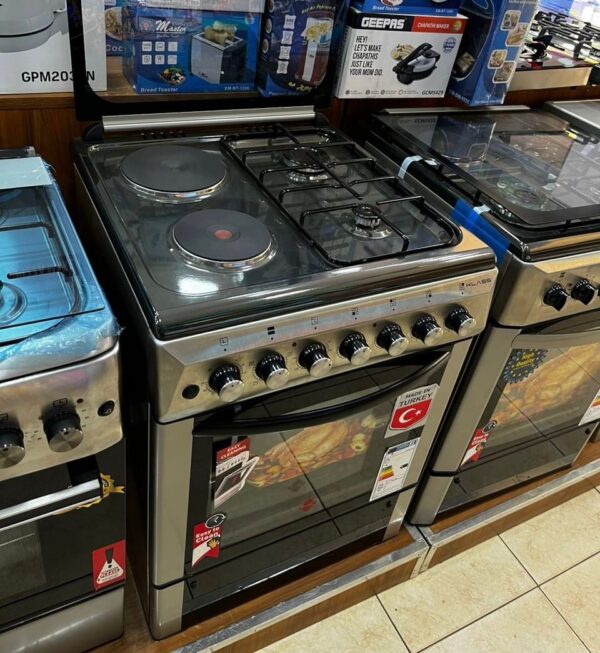 Klass 2 Gas + 2 Electric 60x60cm Gas Cooker with Electric Oven, Timer, Temperature with Fan