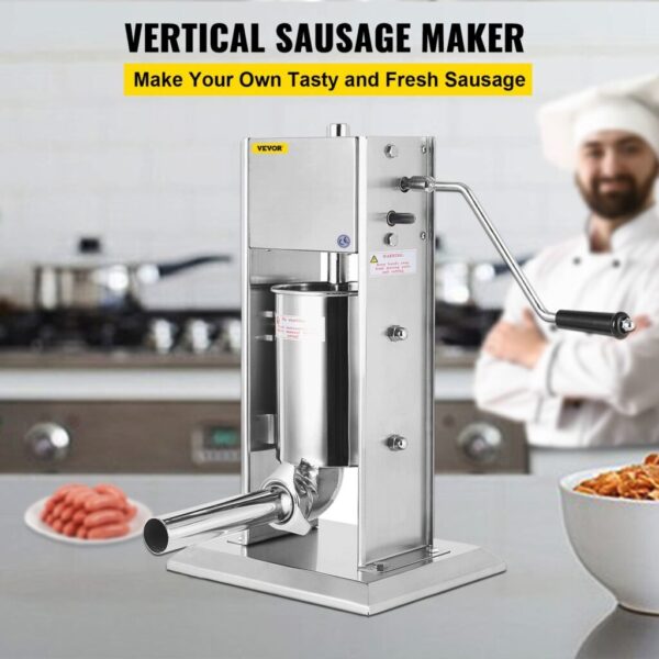 Commercial 3L Sausage Stuffer, Stainless Steel Sausage Maker – Silver - Image 3