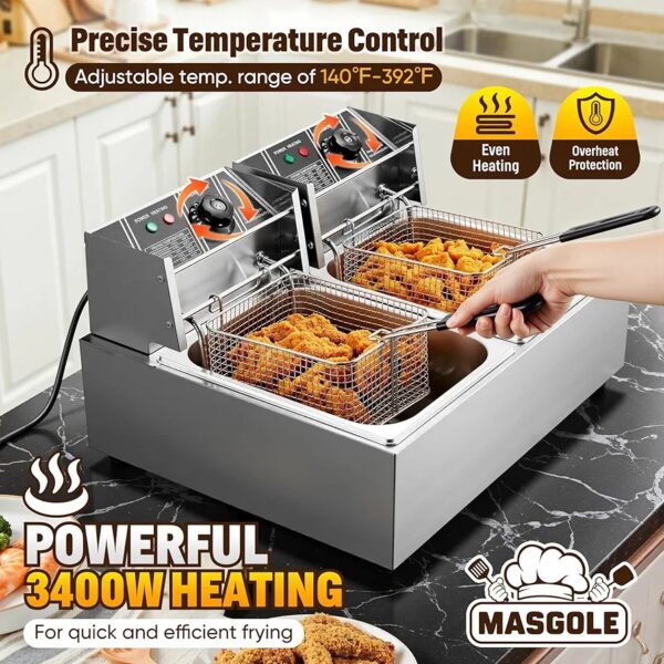 ADH 12L Electric Double Deep Fryer Dual Basket [ 6L+6L ] - Image 2