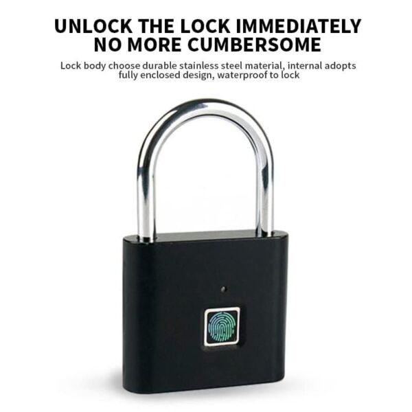 Anti theft Security Padlock with Intelligent Biometric Smart Waterproof Fingerprint Keyless - Image 4