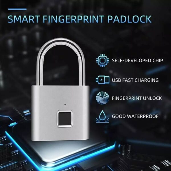 Anti theft Security Padlock with Intelligent Biometric Smart Waterproof Fingerprint Keyless - Image 10