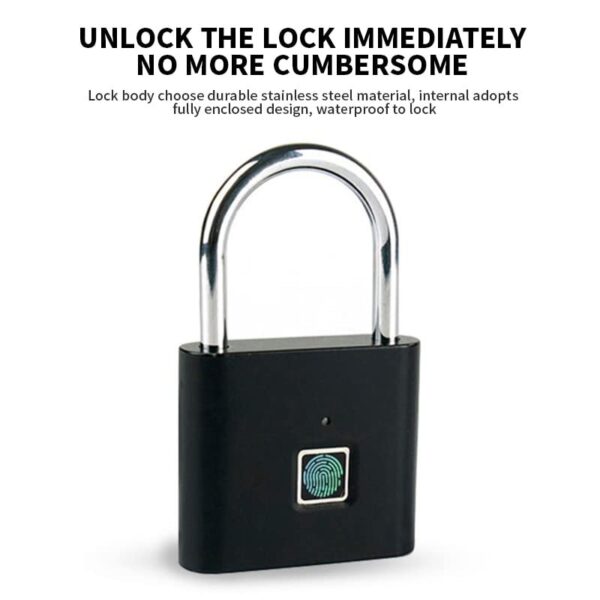 Anti theft Security Padlock with Intelligent Biometric Smart Waterproof Fingerprint Keyless - Image 5