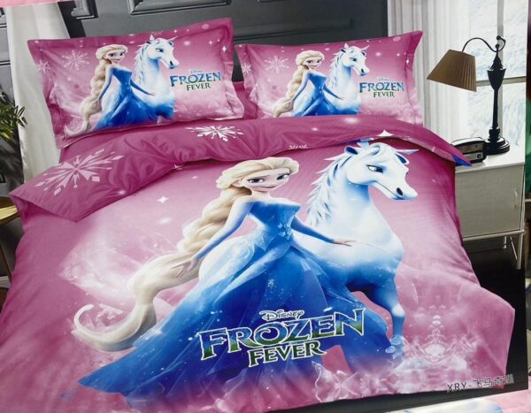 Frozen Fever Kid's Character Duvets 1 Pillowcase, 1 Bedsheet, 1 Duvet - Pink