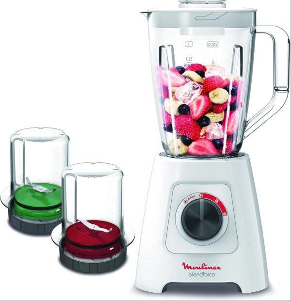 Moulinex Blendforce Blender With Grinder and Grater, 2L, 600W, White LM423127