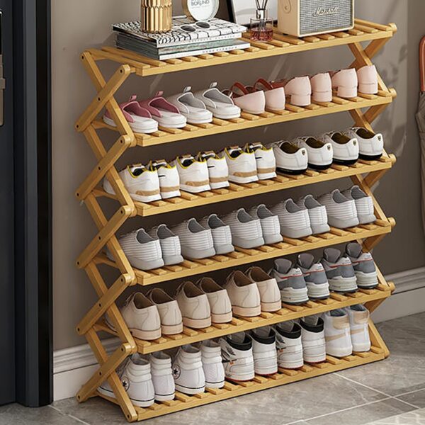 6 Tier Wooden Foldable Shoe Rack
