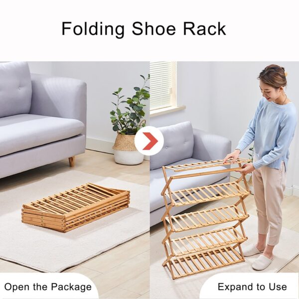 6 Tier Wooden Foldable Shoe Rack - Image 3