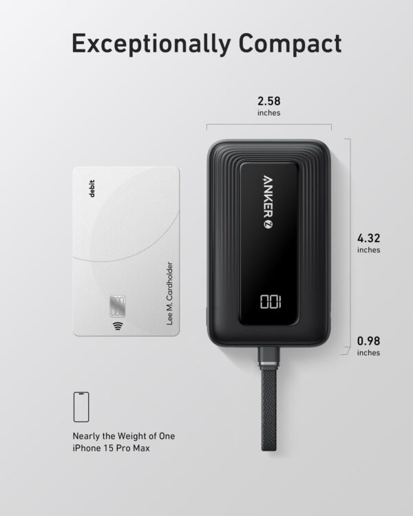 Anker Zolo Power Bank (10K, 30W, Built-In USB-C Cable) - Image 4