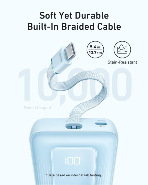 Anker Zolo Power Bank (10K, 30W, Built-In USB-C Cable) - Image 5