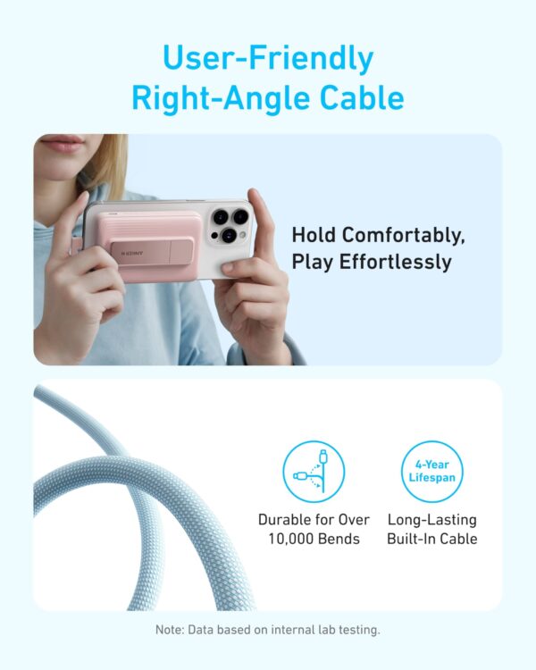 Anker Zolo Power Bank 10K, Magnetic, Built-in USB C Cable Wireless Charging with Flexible Stand - Image 3