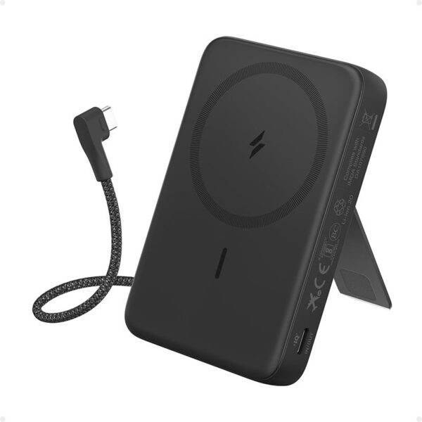 Anker Zolo Power Bank 10K, Magnetic, Built-in USB C Cable Wireless Charging with Flexible Stand