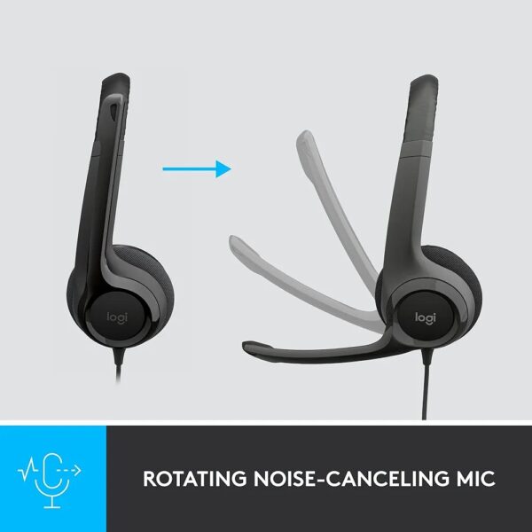 Logitech H390 Wired Headset, Stereo Headphones with Noise Cancelling Microphone, USB, In Line Controls, PC/Mac/Laptop - Image 4