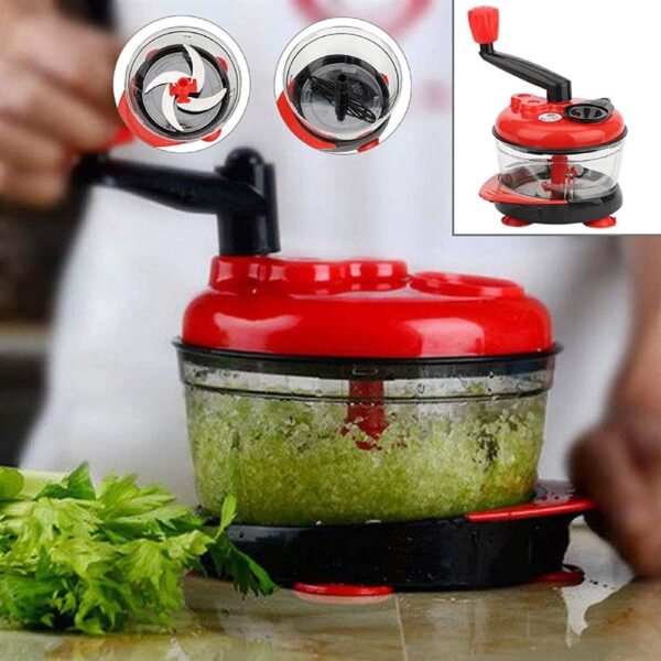 Vegetable Chopper Cutter Hand Crank Manual Food Processor 1.2L - Image 2