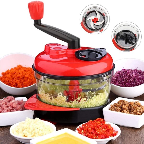 Vegetable Chopper Cutter Hand Crank Manual Food Processor 1.2L