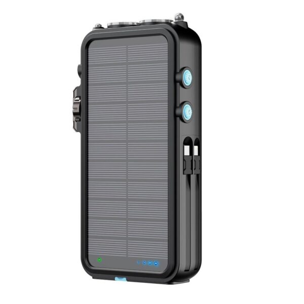 Powerology 16000mAh Solar Power Bank with FM Radio Speaker and Lights - Black - Image 3