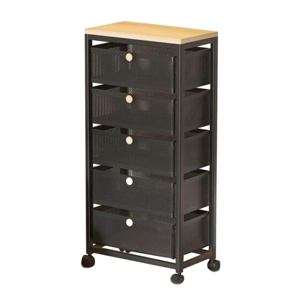 Mesh Kitchen Vegetable Cabinet Storage Organizer 5 Layers - Black