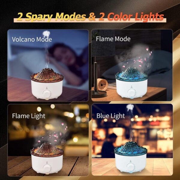 Sonifer Volcano Humidifier, Jellyfish Mist Humidifier for Bedroom, Pulsating/Continuous Modes - Image 2
