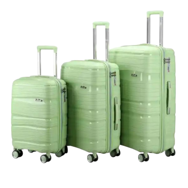 Rubber Travel Suitcase Full Set 3pcs Green