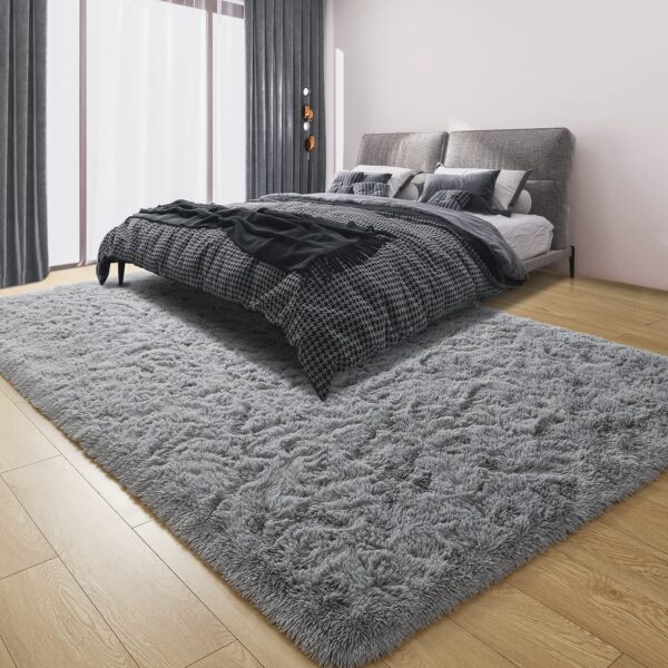 Fluffy Center Carpet 5x6 Grey - Image 2