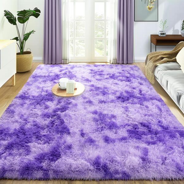 Fluffy Center Carpet 5x6 Feather Purple - Image 3