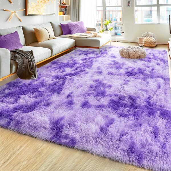 Fluffy Center Carpet 5x6 Feather Purple - Image 5