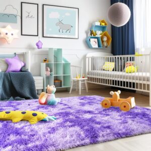 Fluffy Center Carpet 5x6 Feather Purple