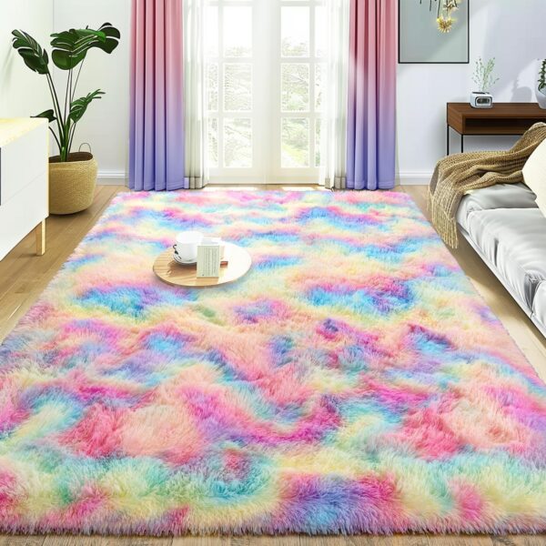 Fluffy Center Carpet 5x6 Feather Pink - Image 2