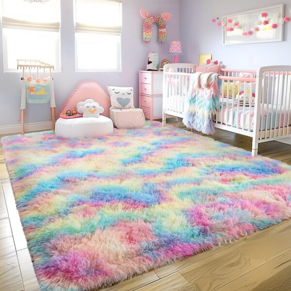 Fluffy Center Carpet 5x6 Feather Pink - Image 3