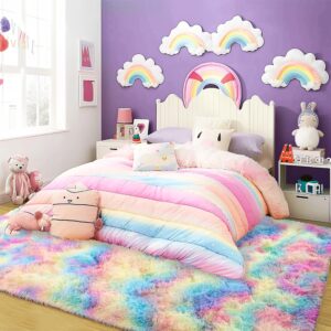 Fluffy Center Carpet 5x6 Feather Pink