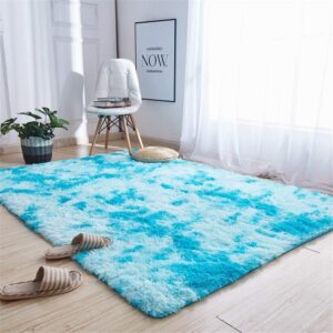 Fluffy Center Carpet 5x6 Feather Blue