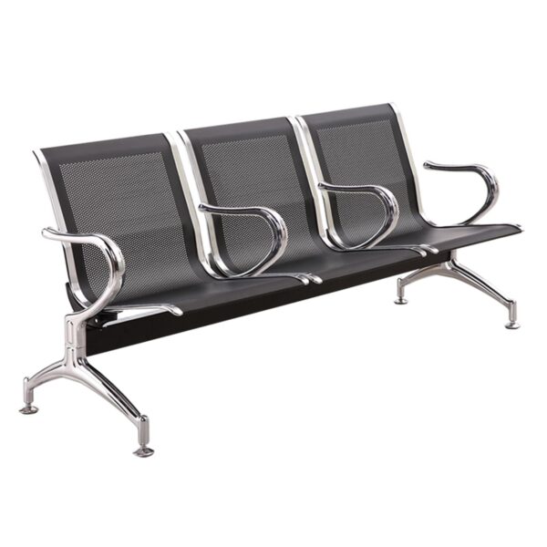 Office Reception Waiting Chairs 3 Seats Black