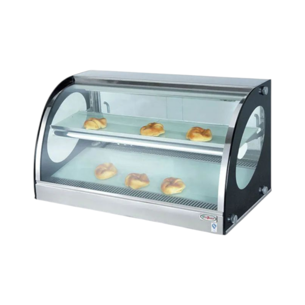 Commercial Curved Glass Food Warmer Display Showcase