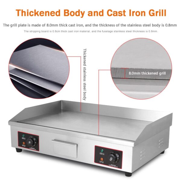 Electric Countertop Flat Top Griddle Stainless Steel - Image 4