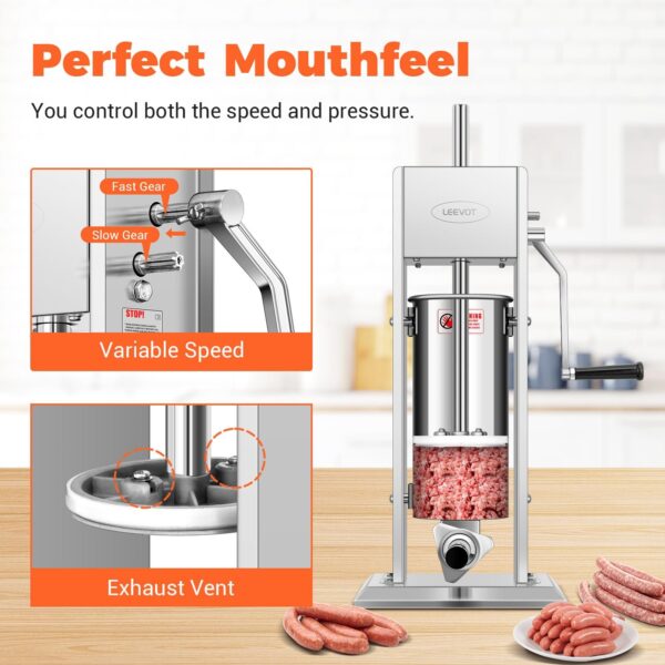 Commercial 20Kg Sausage Stuffer, Stainless Steel Sausage Maker – Silver - Image 5