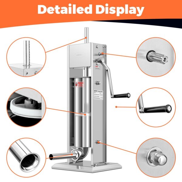 Commercial 20Kg Sausage Stuffer, Stainless Steel Sausage Maker – Silver - Image 2